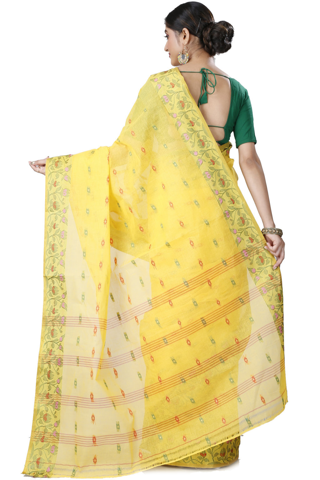 Yellow Pure Cotton Gopika Tant Saree (1059)